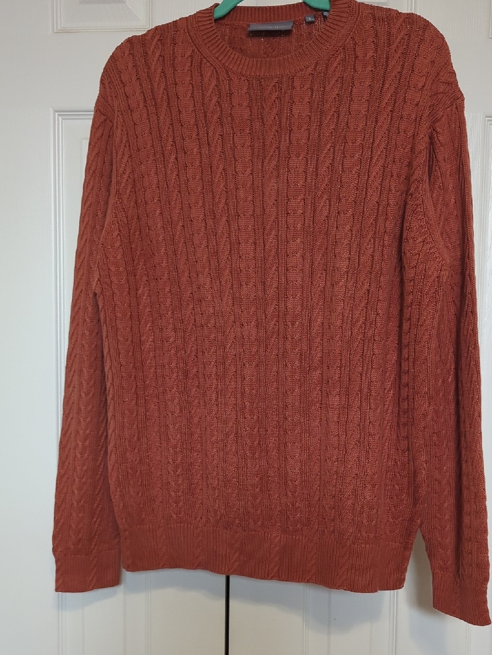 Hickey Freeman Cable Knit Sweater Large Pumpkin Spice